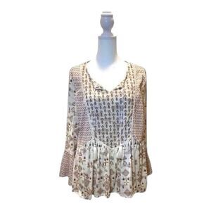 Style & Co.  Peasant Top Womens Pink Cream XLP Boho